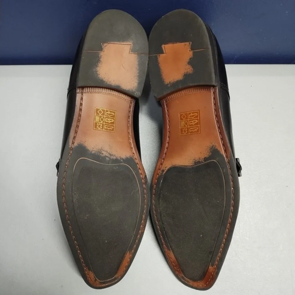 RedTape Oxford Dress‎ Shoes Mens US 9 Black Leather Twin Monk Strap Cuban Heel